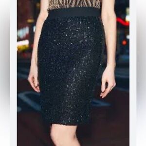 Melanie Lyne pull-on black sequins skirt size 4 NWT